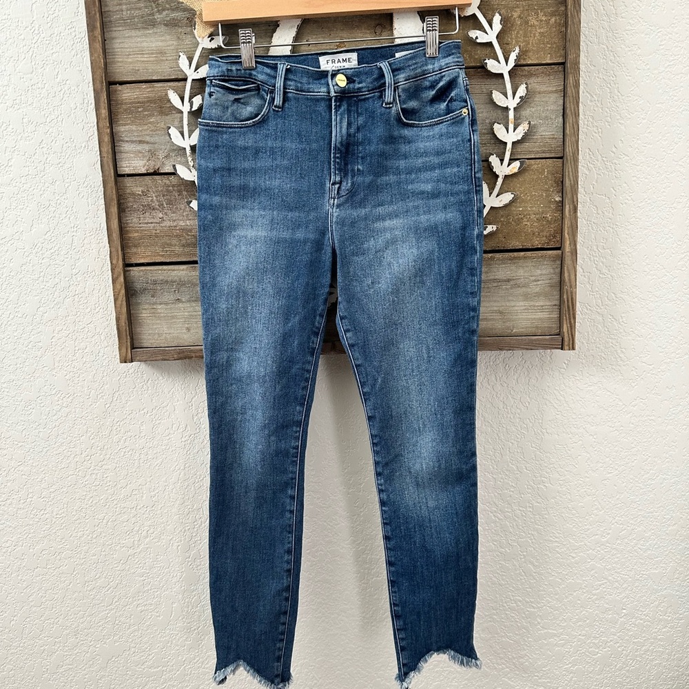 Frame Denim Le High Skinny stretch cotton denim raw hem‎ size 29